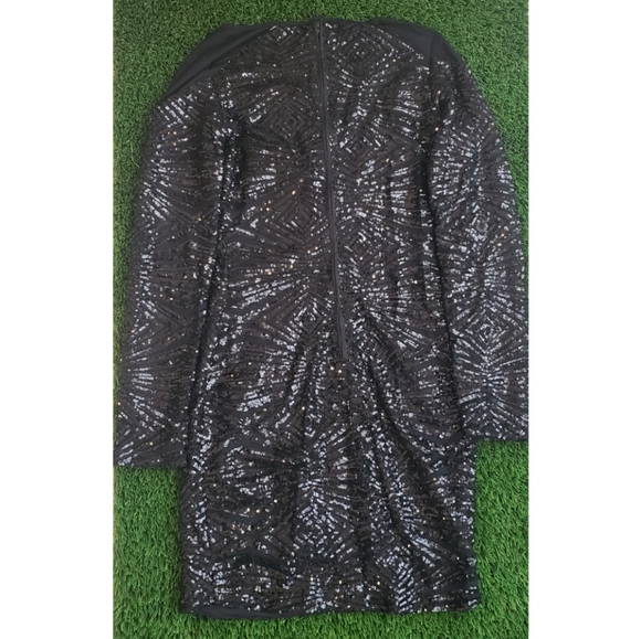 NWOT Dynamite Classy LongSleeve Black Sequin Dress - Picture 5 of 5